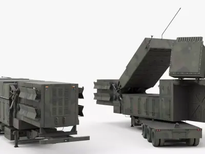 Military Phased Array Radar System Camouflage Paint Rigged 3D model
