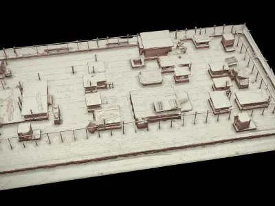 construction-site building roof photogrammetry Low-poly 3D model