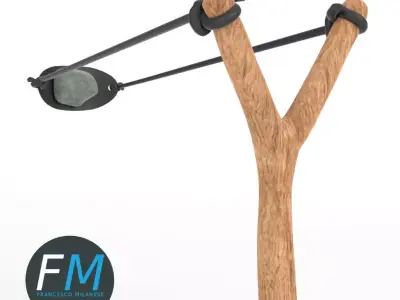 Slingshot 2 wooden stick 3D model