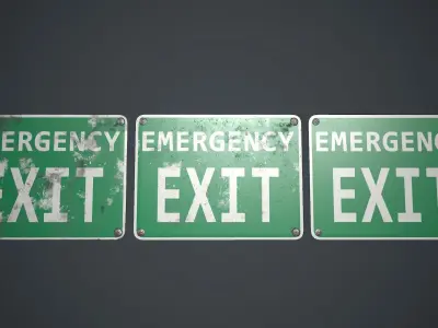 Plastic Exit Sign 3 PBR Game Ready Low-poly 3D model