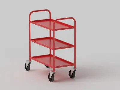 Red Service Trolley 3D model