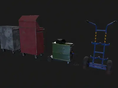 Auto repair shop equipment Cart Toolbox Cabinet Low-poly 3D model