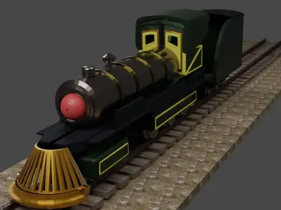Steam Locomotive Low-poly 3D model