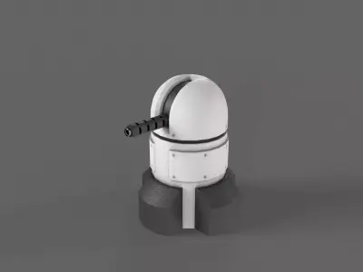 PBR Turret Gun 06 White Low-poly 3D model