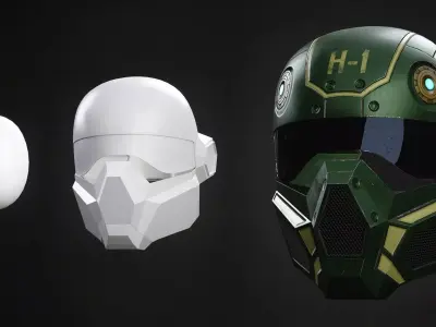 Sci-Fi Helmet in Blender Hard Surface Workflow Free low-poly 3D model