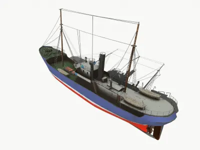 Old Fishing boat low-poly PBR Low-poly 3D model