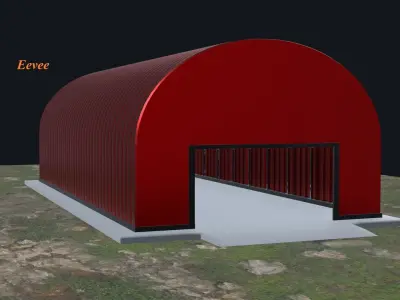  Hangar red metal Free low-poly 3D model