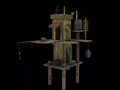 Small Fishing House Low-poly 3D model