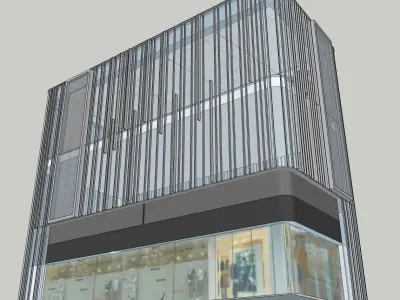commercial building exterior glass facade 3d model 3D model