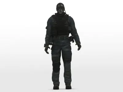 Elite Spec Ops Soldier 3D Model Game Ready Rigged Textured Low-poly 3D model