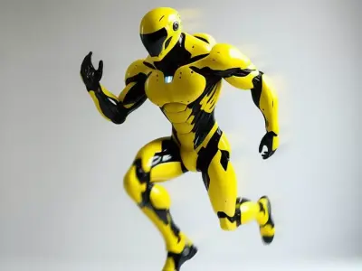 Yellow Muscle Suit 3D Model LowPoly Black Armor Sci-Fi Design Low-poly 3D model