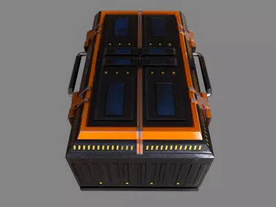 Futuristic industrial box crate lowpoly 3d model Low-poly 3D model