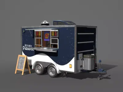 Food Trailer Truck Low-poly 3D model