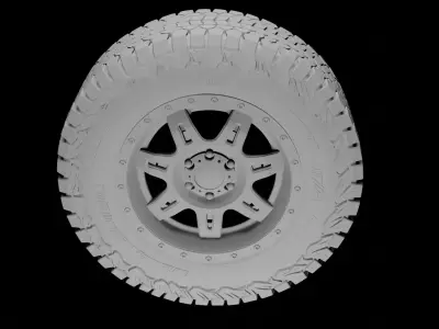 Off Road Tire and Rim 3D Model  3D model
