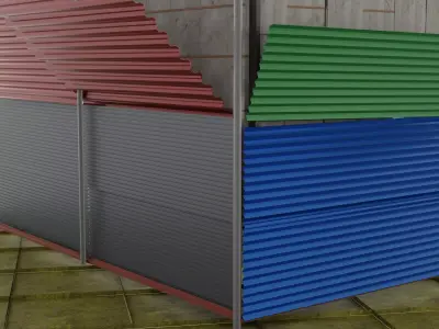 Facade Panels Ribbed Kit 3D model