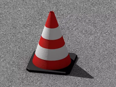 Traffic Cone 50 cm Double Stripe Road Safety Construction Cone 3D model