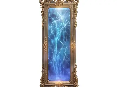 Ornate Golden Standing Magical Portal Mirror 3D Model  Low-poly 3D model