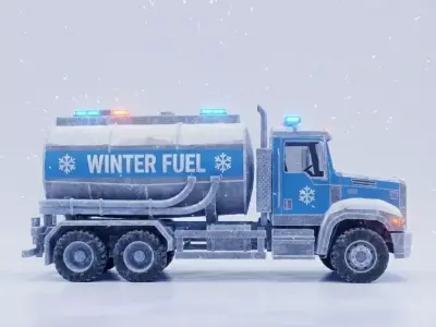 Winter Fuel Tanker Truck  Game Ready Low Poly Model Low-poly 3D model