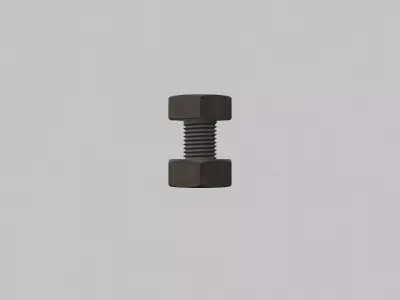 M3 Hex Bolts and Nuts with Rusty Iron Texture  Fine Threads 3D model