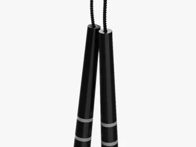 Nunchaku in Black Low-poly 3D model