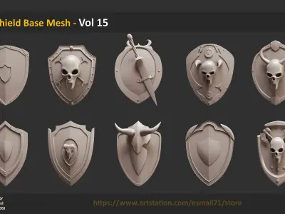 30 Shield Base Mesh - Vol 15 Low-poly 3D model