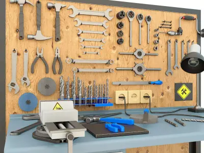 Workbench and garage tools 21 Items - Collection 2 3D model