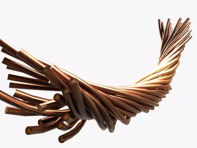 copper wire cable structure Low-poly 3D model