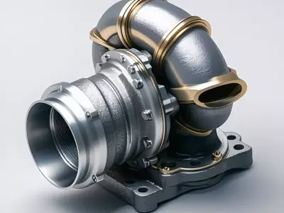 Realistic Turbocharger 3D Model Low-poly 3D model
