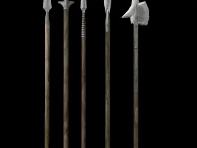 Spears collection Low-poly 3D model