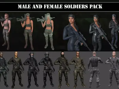 Customizable Male and Female Soldiers 3D Model Pack