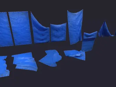 Plastic Tarp Set Low-poly 3D model