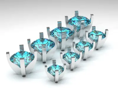A package of solitaire ring heads engagement 4 prong printable 3D print model