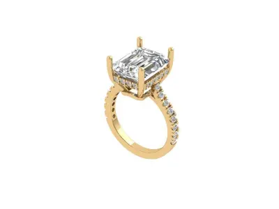 Emerald Solitaire Ring 3D print model 58