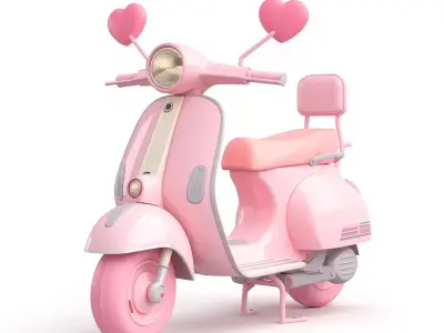 Stylized 3D Valentine Scooter Model Low-poly 3D model buy