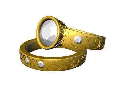 078 - Antique Ladies Ring with Band 3D print model