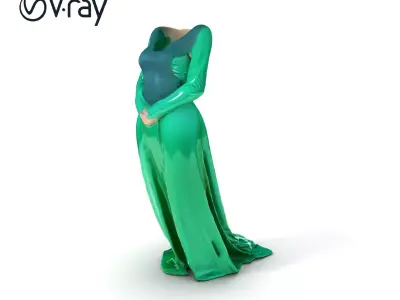 Elegant Evening Gown Model Pack Low-poly 3D model
