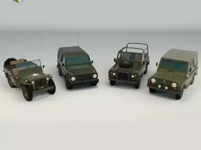 Low Poly Military Jeep Pack