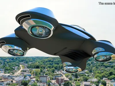 Hover Car Concept by Lazzarini Rigged 3D model