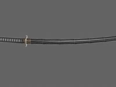 PBR Katana Japanese Sword Black V2 Low-poly 3D model