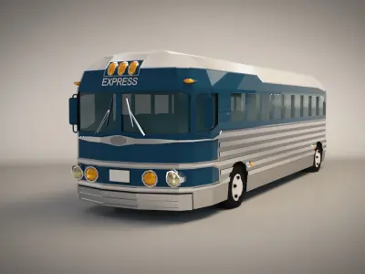 Low Poly Cartoon Intercity Bus Low-poly 3D model