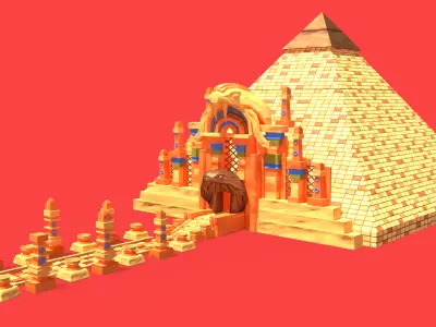 Stylized Serpent Temple Low-poly 3D model