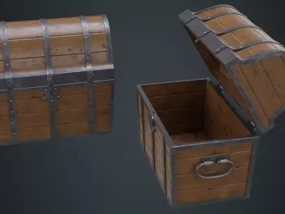 Wooden Chest 1A Low-poly 3D model