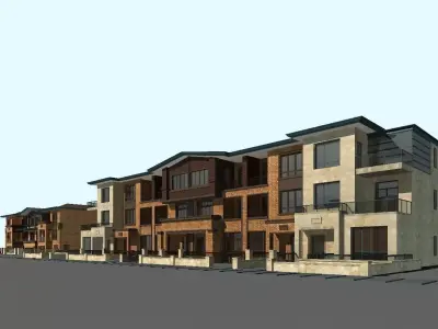 Villa apartment building with parking lot 3D model