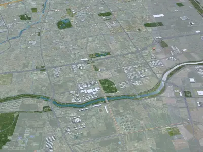 Hohhot Inner Mongolia China 55km Free low-poly 3D model