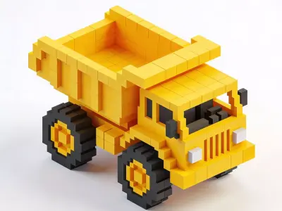 Voxel Construction Dump Truck 3D Model Low-poly 3D model