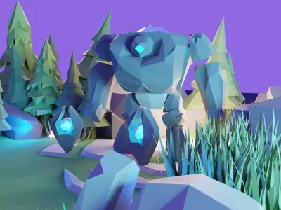 Cartoon League of Legion Blue Buff 3D model