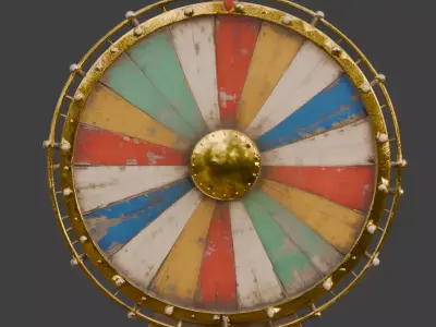 Antique Carnival Fortune Wheel 3D Model Low-poly 3D model