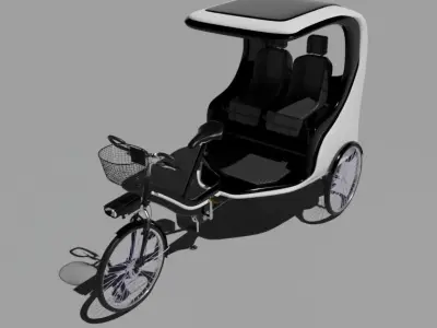 Modern black and white pedicab 3D model