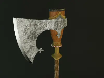 Stylized scandinavian axe high poly Free 3D model