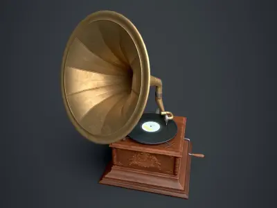 Gramophone Low-poly 3D model